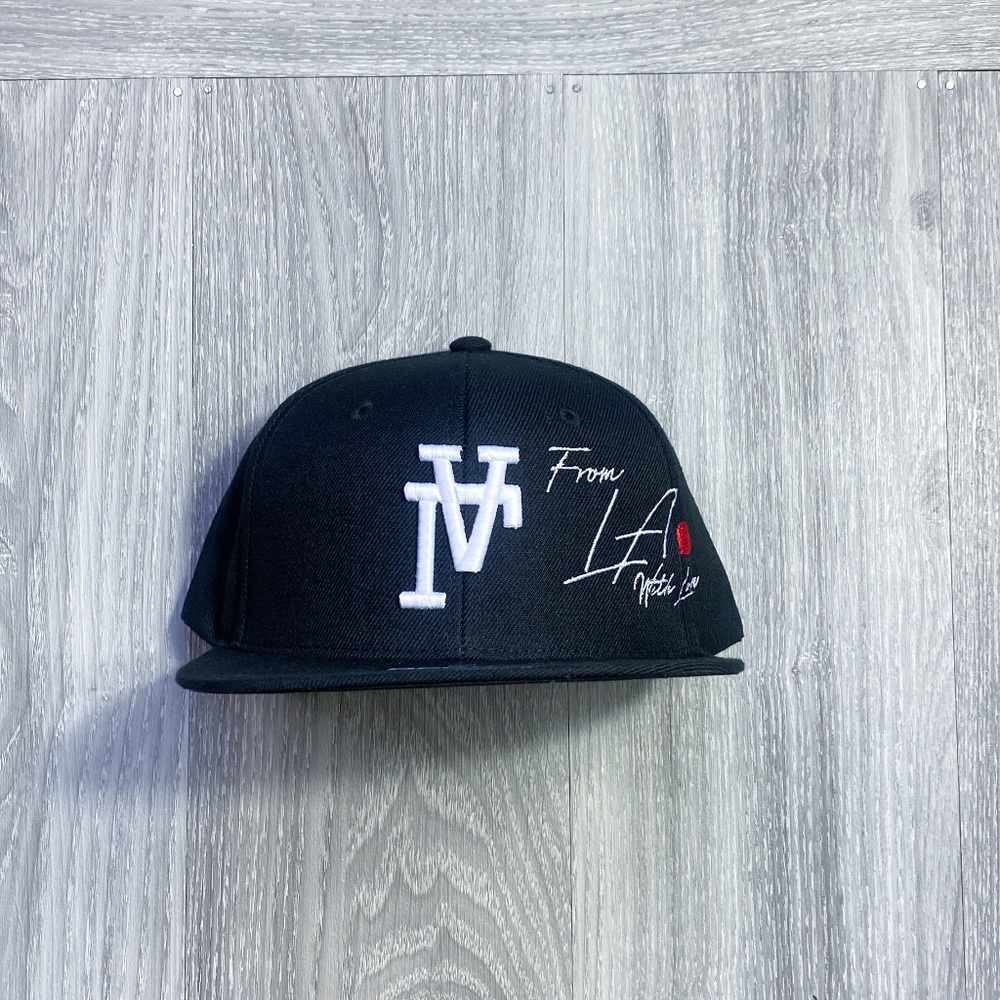 Black and White LA Embroidered Cap
